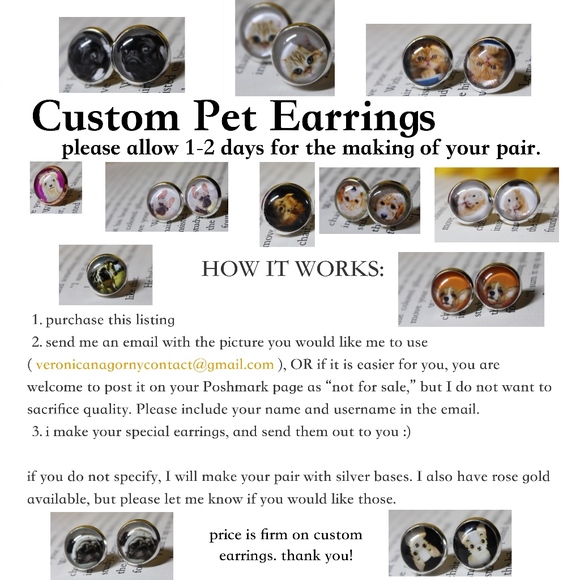 Veronica Nagorny Jewelry - NWT Custom Pet Earrings